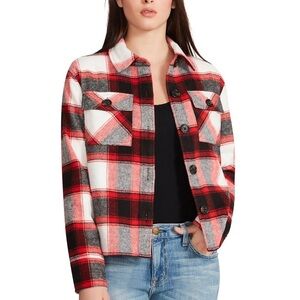 BB Dakota Buffalo Plaid Button Down Crop Boxy Shacket XL NEW